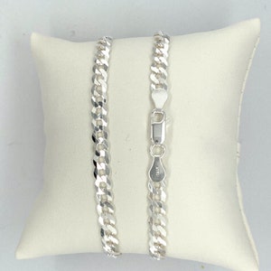 Sterling Silver Bracelet,  Curb Chain Bracelet, Solid Cuban Link Bracelet, High Polish Link Bracelet, Sterling Silver Bracelet Made in Italy