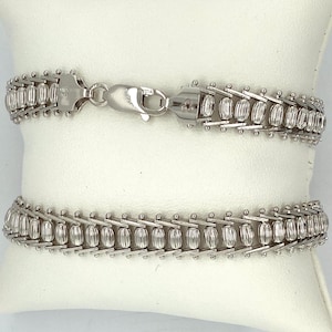 Sterling Silver Bracelet, Ribbed Rice Bead Bracelet, Rhodium Plated Riccio Bracelet. Unique  Design Diamond Cut  Rice Bead Bracelet