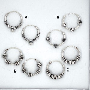 925 Sterling Silver Earrings, 14 mm Bali Hoop Earrings. Solid Sterling Silver 14 mm Earrings, Minimalist Bali  Hoop Earring. Sold In Pairs