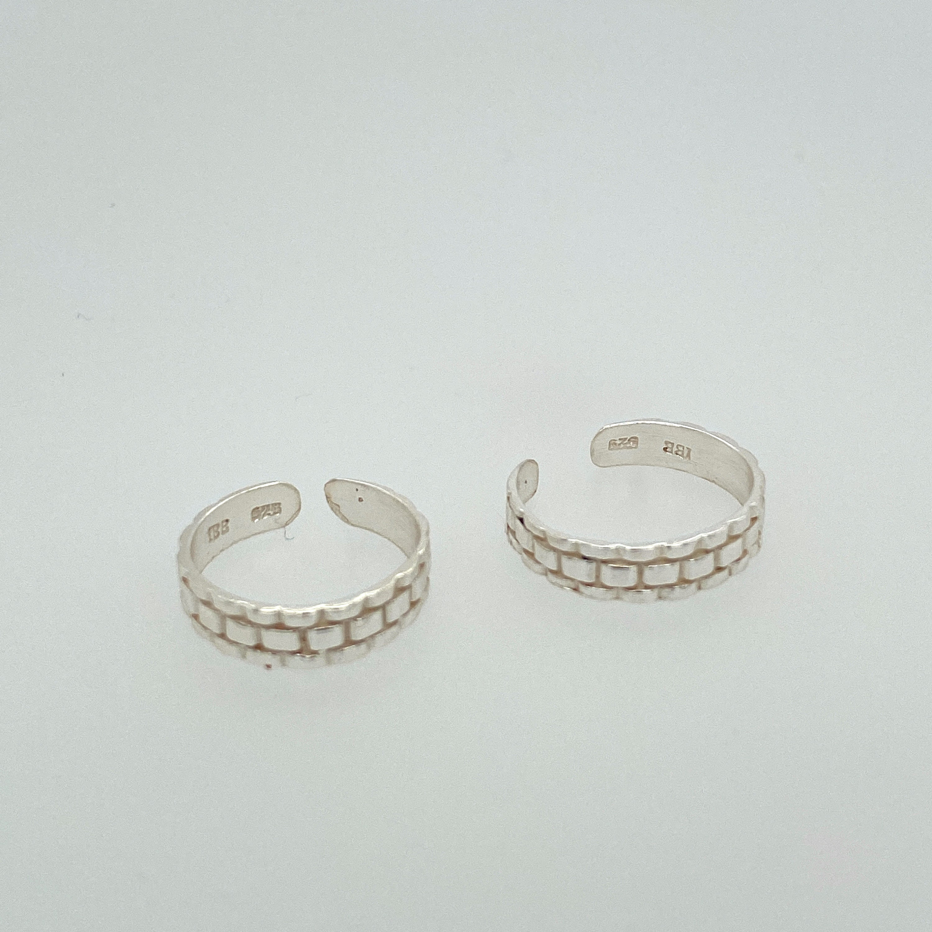 925 Solid Sterling Silver Toe Ring, Checkers Design Adjustable Toe Ring ...