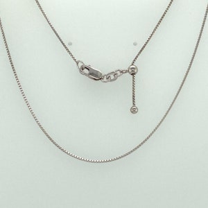 925 Sterling Silver Adjustable Box Chain to 22 Inches. Minimalist Rh Silver Adjustable Box Chain. Pendant Not Included With Chain