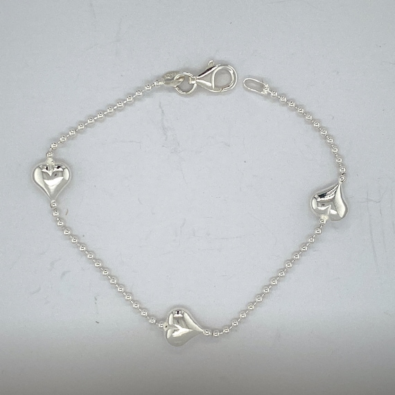 Sterling Silver Bracelet, Sterling Silver Heart Bracelet