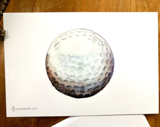 Golf ball notecards, 4x6” heavyweight 14pt FLAT (not bifold) blank cards, set of 12 w/ your choice envs