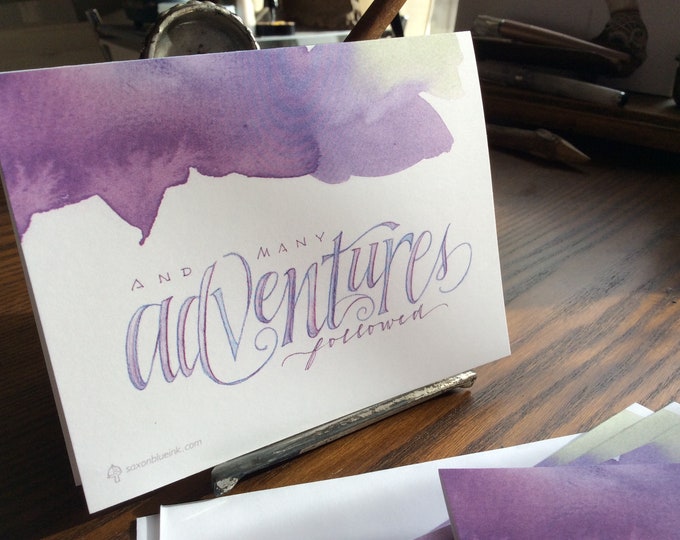 And Many Adventures Followed notecards, 4x5.5 folded blank graduation, congratulations cards, sets of 8 or 18