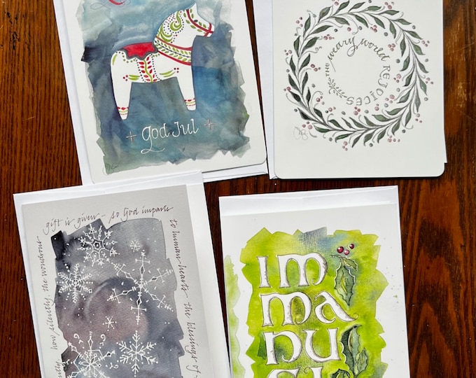 Single Artist Christmas cards, 5x7” heavyweight individual religious cards with white envelopes