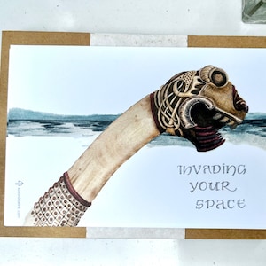 Tarjetas con notas de barco vikingo, tarjetas en blanco PLANAS (no plegables) de 14 puntos, 4 x 6”, juego de 12 con sobres, Invading Your Space