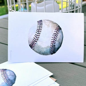 Baseball FLAT Panel notecards, 4x6” NEW edition super-heavy 16pt (not bifold) blank back matte finish, set of 12 with envs, opt white/kraft