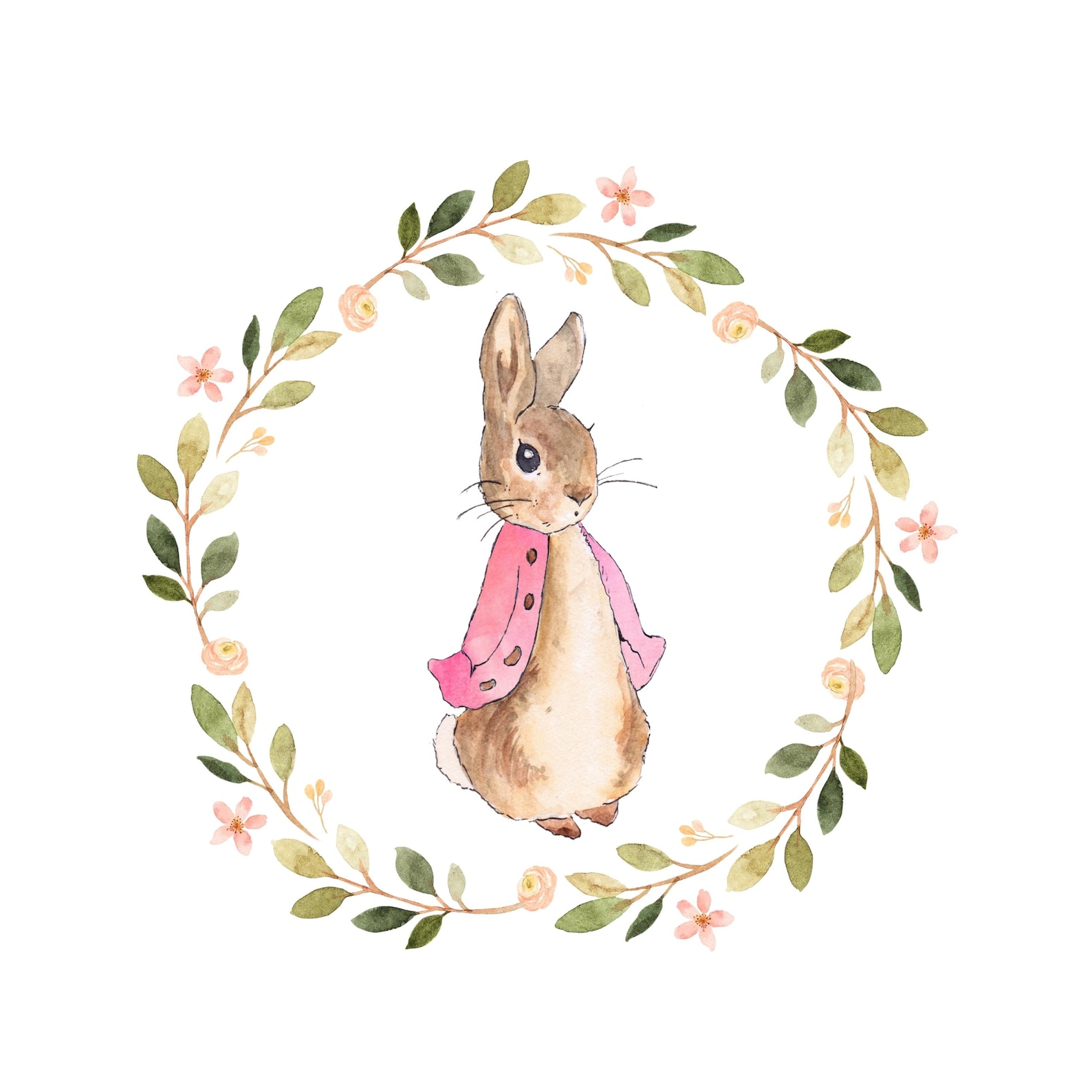 Instant PNG Download, Flopsy Rabbit, Flopsy Bunny, Pink Floral