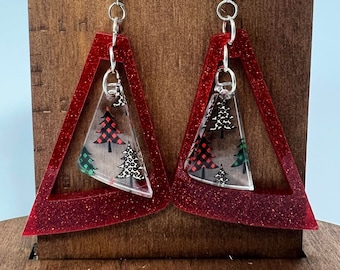 Holiday Tree Dangle Orecchini Leopard stampa Alberi!