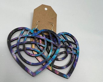 Orecchini a cuore a traliccio larghi 3,5"