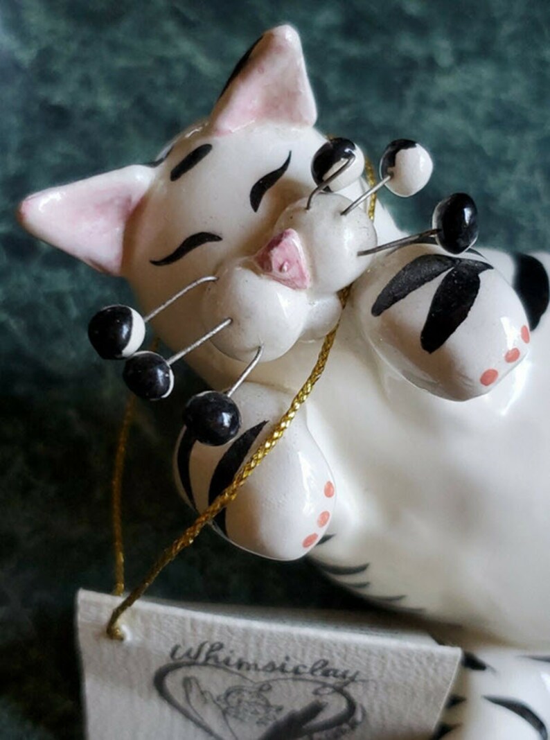 Amy lacombe Whimsiclay White Black 2001 Annaco Cat Vintage | Etsy