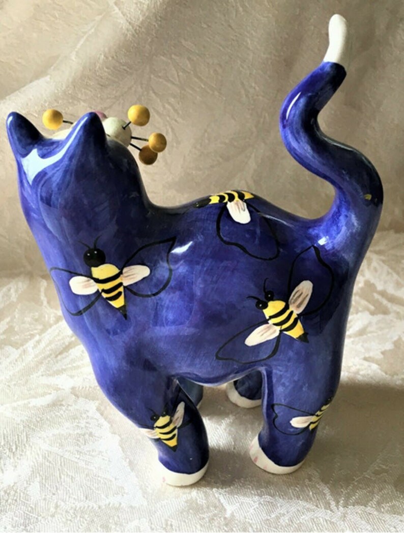 Amy Lacombe Whimsiclay Blue Butterfly 2001 Cat Figurine Annaco | Etsy