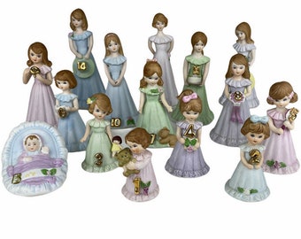 Enesco Birthday Growing Up Girl Figurines New Born - 16 Years Plus Graduate