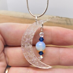 Moon necklace, necklace for her, sparkly necklace, crescent moon