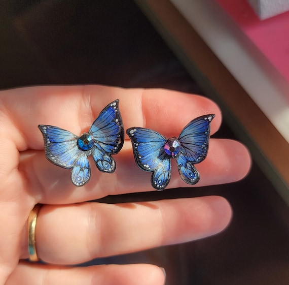 3-D Blue Morpho Butterfly Earrings 3-D Blue Morpho Butterfly Earrings