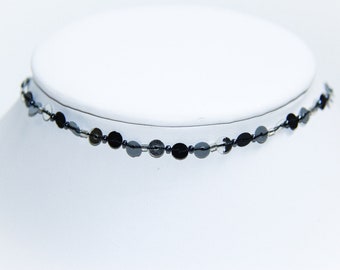 Black and Silver Sequins Choker Necklace