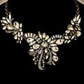 Art Deco Rhinestone Necklace – Asymmetric Flower Statement Jewelry – Vintage-Inspired Bridal Bib Necklace for Wedding or Formal Wear