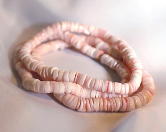 Set of Three Pink Puka Shell Stretch Bracelets