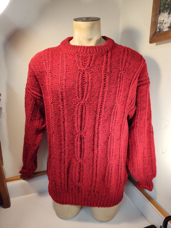 Bonner of Ireland Women's Large VTG Red Cableknit 