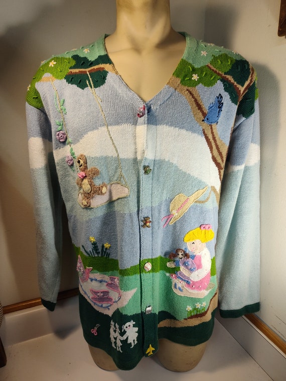 Storybook Knits 1X Button Front VTG 90s Cardigan