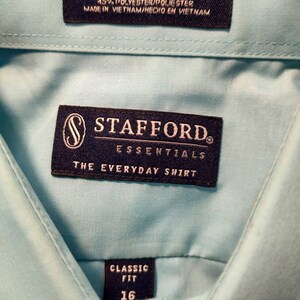 Stafford VTG Men&#39;s L Large Baby Blue Single Stitch Button Up Shirt