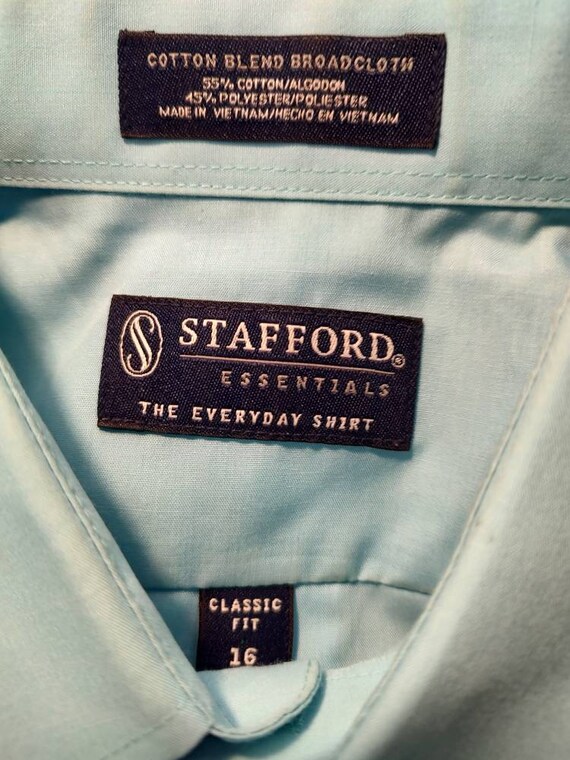 Stafford VTG Men's L Large Baby Blue Single Stitch Button up Shirt - Etsy