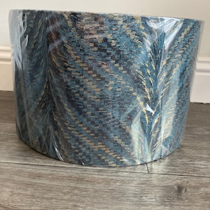 Fryetts fabric, black, teal and gold handmade drum lampshade