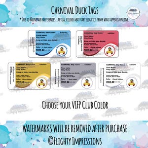 Etiquetas para patos de Carnival Cruise Line/Personalizables/Solo archivo digital/Para imprimir