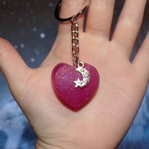 Pink Resin Mini Heart Keychain