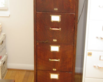 Antique Wood File Cabinet