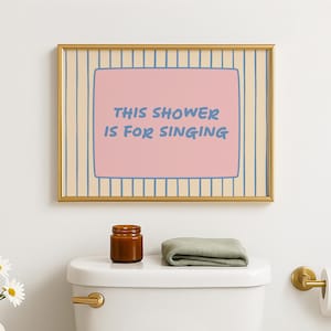 Este chuveiro é para cantar! Estampa fofa para banheiro, estampa para box de chuveiro, decoração de banheiro elegante, arte horizontal para banheiro, estampa moderna para banheiro