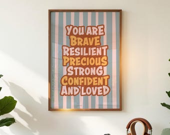 Motivational Poster for Kids Room, Retro Playroom Wall Art, Positive Affirmations, Kids Bedroom Prints, Nursery Wall Art, Digital Download
