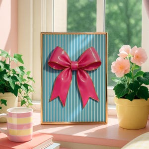 Pink Bow Print: Preppy Coquette Dorm Decor (Digital Download)