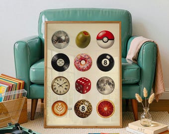 Wystrój wnętrz w stylu funky, plakat z kolażem retro, dekoracja z dopaminą, wydruk pop-art, pobieranie cyfrowe