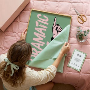 Dramatic Exit Print: Funny Hallway Wall Art, Sage Green Horizontal Print, Digital Download image 5