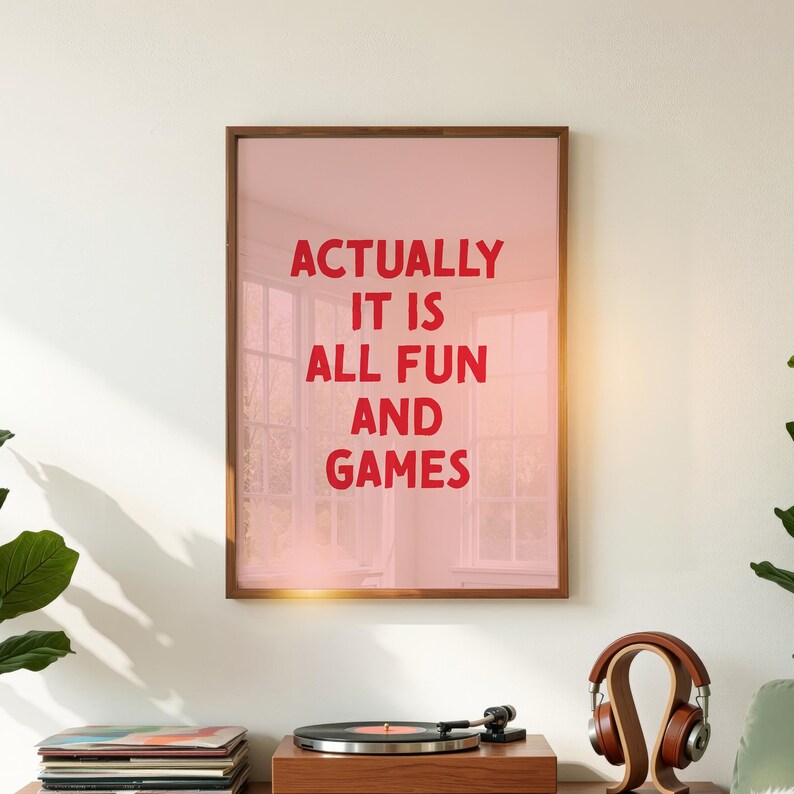 Kul och spel-affisch, roligt citattryck, retro funky väggkonst, digital nedladdning bild 2