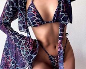 Women 39 s Dark Leopard Printed Bikini , Smock Set Bathing Suit