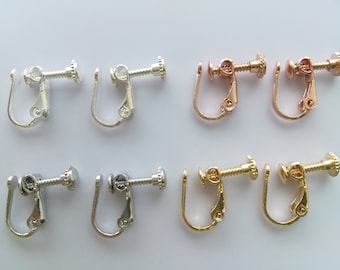 Gold plated rotate screw back clip on earring converters, non pierced earring findings, wholesale earring making supplies, 9x12mm