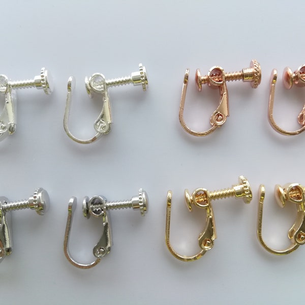 Gold plated rotate screw back clip on earring converters, non pierced earring findings, wholesale earring making supplies, 9x12mm