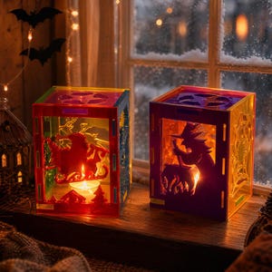 Ensemble de 6 moules en silicone pour lanterne d'Halloween, décoration festive pour lampe de bougie de style festif à faire soi-même