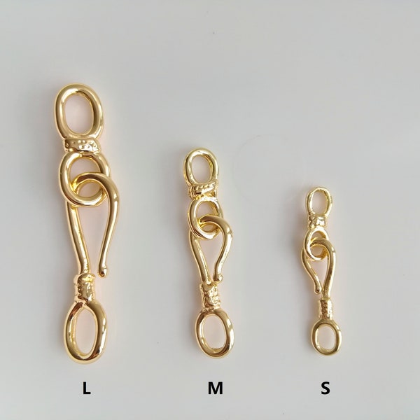 Wholesale gold plated hook and eye clasp set, S/M/L, jewelry making supplies