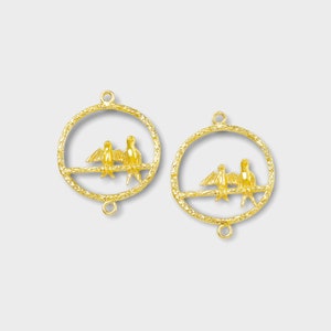 Wholesale round circle gold plated bird connector charms, circle necklace and earring charm, jewelry making supplies