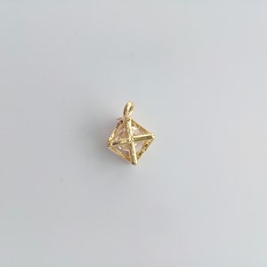 Wholesale gold plated tiny clear zircon cage cube charms, 8x13mm, diy jewelry making supplies