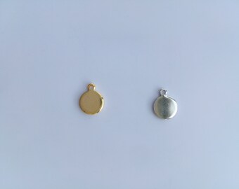 Colgantes de encanto de disco liso diminutos chapados en oro al por mayor, oro o plata, 9 mm/10,5 mm, suministros para hacer joyas