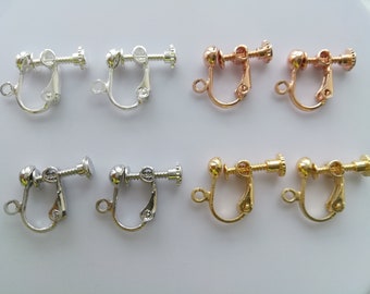 Wholesale gold plated screw back clip on earring converters, non pierced earring findings, diy earring making supplies, 10x13mm