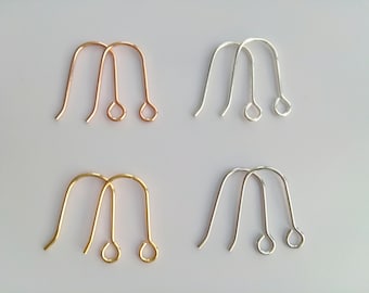 Wholesale gold plated U shape fishhook earring hooks, nickle free french earring wires, earring making supplies, 13x15mm
