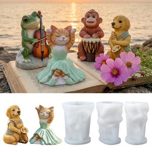 DIY Afrikanische Trommel Affe Kerze Silikonform, Harz Cello Frosch, Welpe, Katze 3D Tier Figur Gipsform