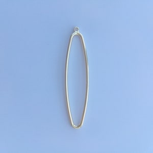 Gold plated brass long oval outline charms wholesale, 9x38mm, jewelry making supplies