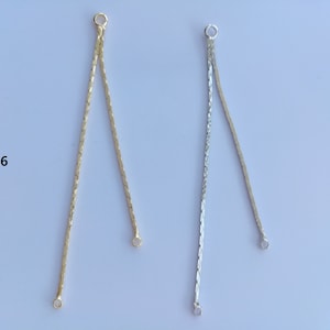 Wholesale gold plated chain dangle earring pendant, diy earring making supplies, 3x54mm