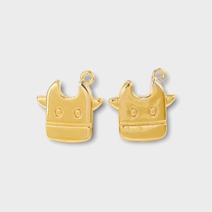 Gold Chinese Zodiac Year of Cow Charms, 12x11mm, Wholesale Jewelry Making Supplies